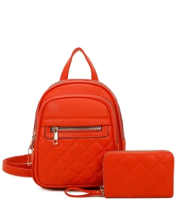 Quilted Classic Backpack Set LF458M2 ORANGE